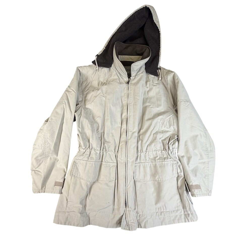 Pacific Trail Coat Womens Petite M Beige Hooded Fleece Lined Anorak Pockets